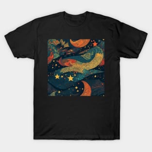 Unleash Your Inner Stardust: Embrace Cosmic Fashion with Our 'Starry Night' Pattern! T-Shirt